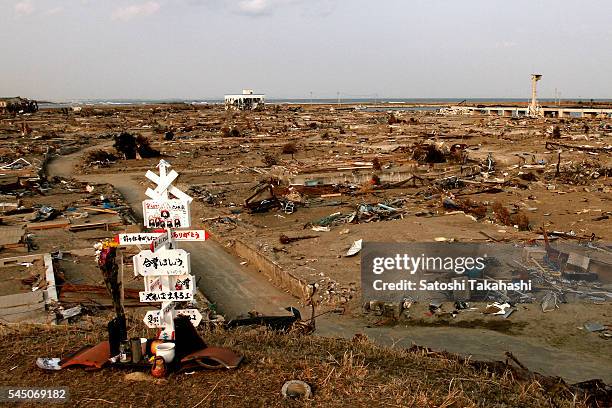 Yuriage district that was devastated by the earthquake and tsunami that hit northeastern Japan on March 11, 2011.