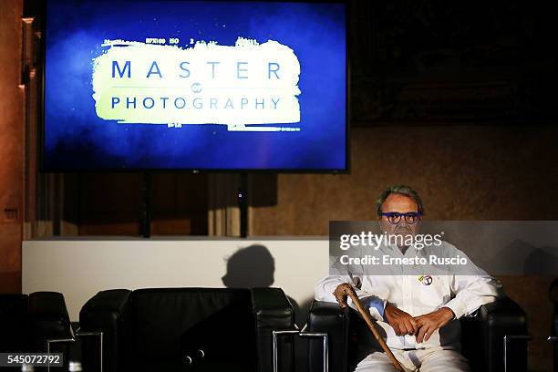 Photographer Oliviero Toscani attends the Master Of Photography press conference at Villa Medici on July 5, 2016 in Rome, Italy.