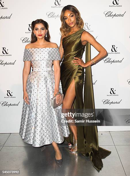 Sonam Kapoor and Jourdan Dunn attends the Ralph & Russo And Chopard Host Dinner as part of Paris Fashion Week on July 4, 2016 in Paris, France.