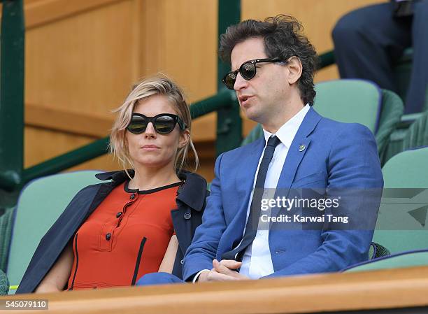 Sienna Miller and Bennett Miller attend day eight of the Wimbledon Tennis Championships at Wimbledon on July 05, 2016 in London, England.