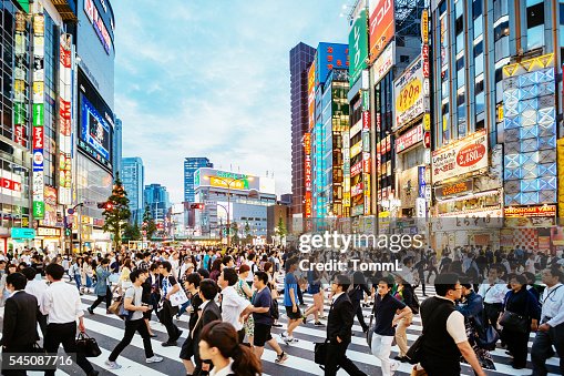 Strisce pedonali di Shinjuku, Tokyo al tramonto Strisce pedonali di Shinjuku, Tokyo al tramonto