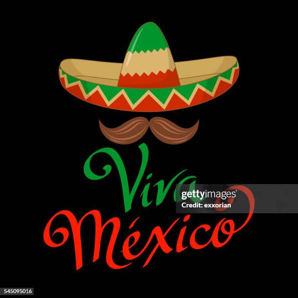 ilustraciones, imágenes clip art, dibujos animados e iconos de stock de viva méxico sombrero símbolo - viva méxico