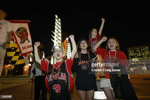 Young Maryland fans gather outside the Georgia Dome before the start of the men's NCAA National Championship game between Indiana and Maryland at the...