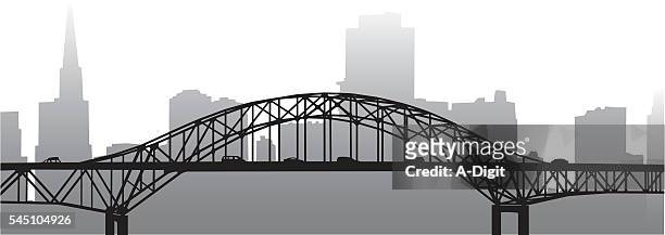ilustraciones, imágenes clip art, dibujos animados e iconos de stock de horizonte mañana el puente - bridge