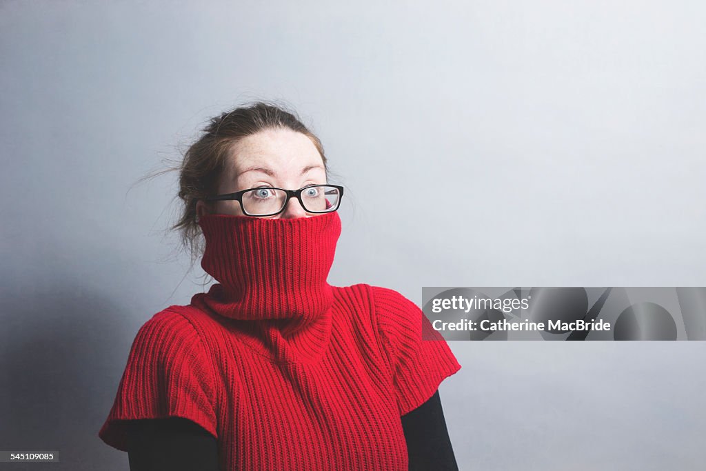 A portrait of surprised young women