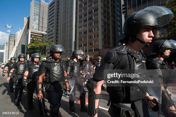 riot police in brazil - riot shield stock pictures, royalty-free photos & images