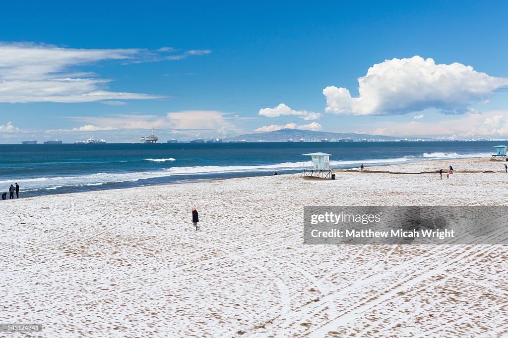 This beach city blanked in what looks like snow