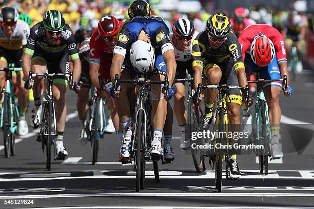 Marcel Kittel of Germany riding for Etixx-Quick Step wins ahead of Bryan Coquard of France, riding for Direct Energie during stage five of the 2016...