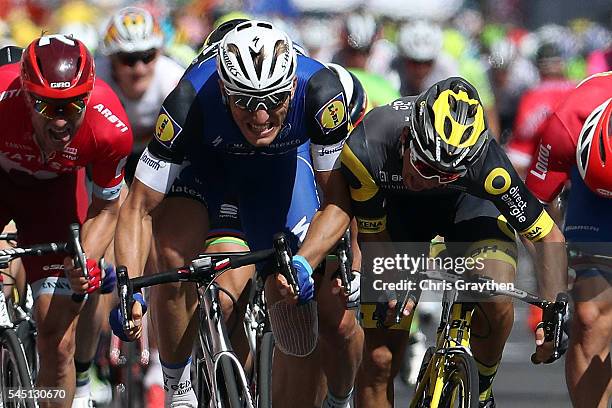 Marcel Kittel of Germany riding for Etixx-Quick Step wins ahead of Bryan Coquard of France, riding for Direct Energie during stage five of the 2016...