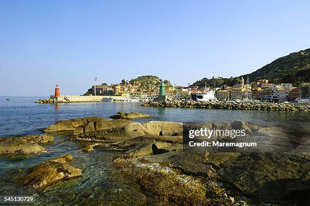 view of giglio porto - giglio stock-fotos und bilder