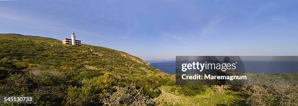 the lighthouse of punta capel rosso - rosso stock pictures, royalty-free photos & images