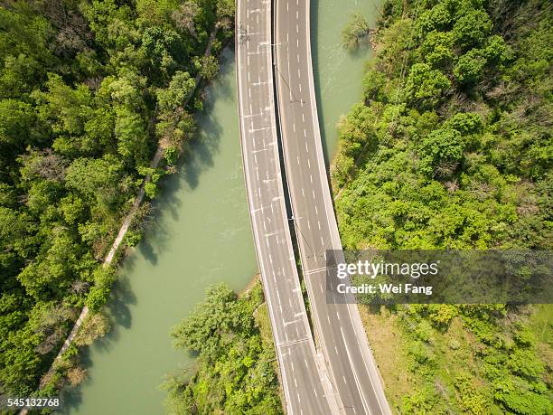 aerial view of a bridge - st catherines ontario stock pictures, royalty-free photos & images
