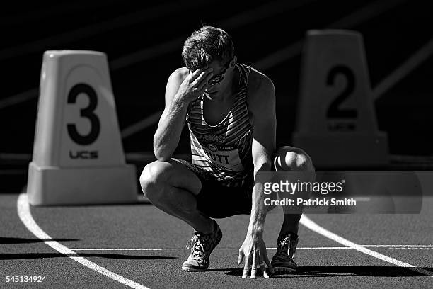 Mike Rutt reacts after finishing in 26th place in the Men's 800m first round during the 2016 U.S. Olympic Track & Field Team Trials at Hayward Field...