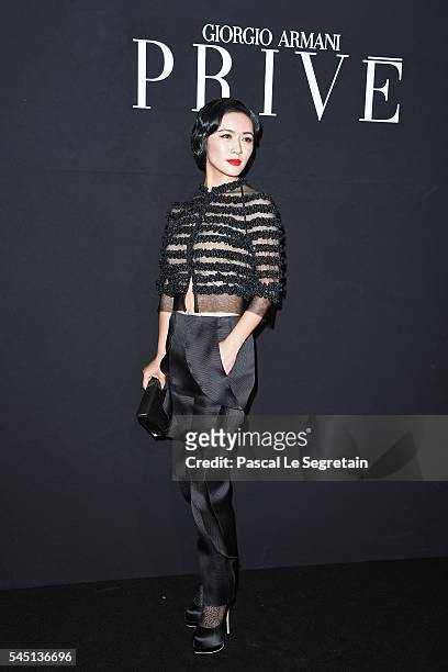 Zhang Zilin attends the Giorgio Armani Prive Haute Couture Fall/Winter 2016-2017 show as part of Paris Fashion Week on July 5, 2016 in Paris, France.