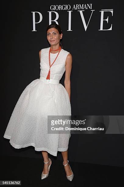 Giovanna Battaglia attends the Giorgio Armani Prive Haute Couture Fall/Winter 2016-2017 show as part of Paris Fashion Week on July 5, 2016 in Paris,...