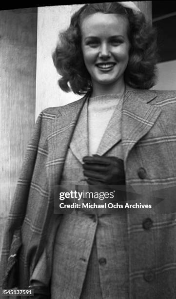 Actress Barbara Britton poses in Los Angeles, California