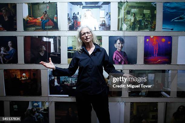 American portrait photographer Annie Leibovitz poses for pictures during the presentation of Women: New Portraits by Annie Leibovitz exhibition...