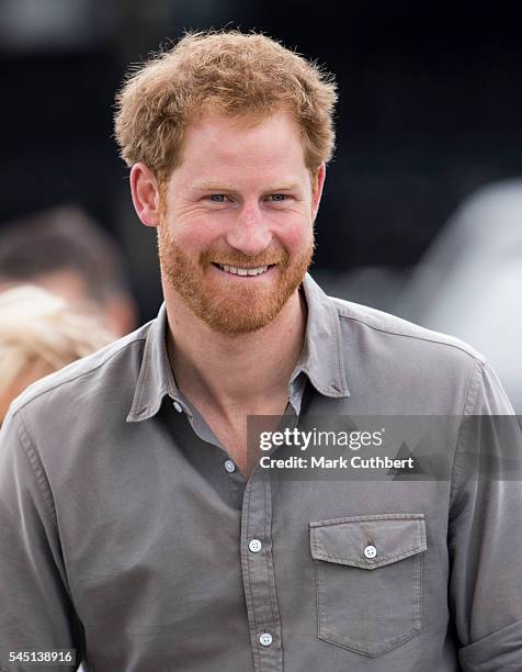 Prince Harry visits The Blair Project at Three Sisters Raceway on July 5, 2016 in Wigan, England.