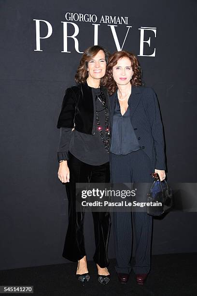 Roberta Armani and Margaret Mazzantini attend the Giorgio Armani Prive Haute Couture Fall/Winter 2016-2017 show as part of Paris Fashion Week on July...