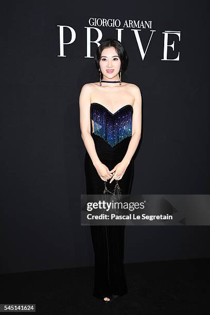 Guest attends the Giorgio Armani Prive Haute Couture Fall/Winter 2016-2017 show as part of Paris Fashion Week on July 5, 2016 in Paris, France.