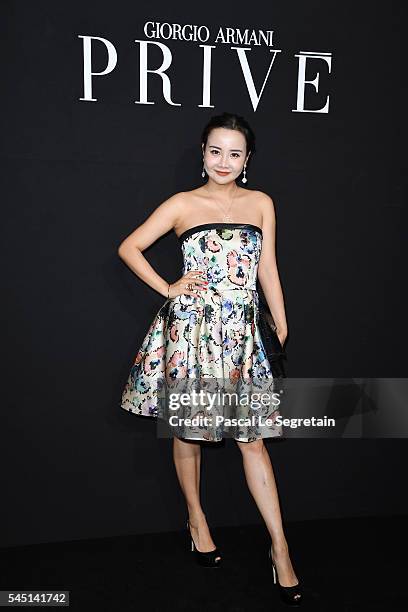 Guest attends the Giorgio Armani Prive Haute Couture Fall/Winter 2016-2017 show as part of Paris Fashion Week on July 5, 2016 in Paris, France.