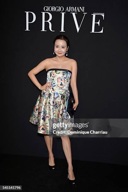 Guest attends the Giorgio Armani Prive Haute Couture Fall/Winter 2016-2017 show as part of Paris Fashion Week on July 5, 2016 in Paris, France.