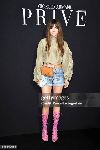 Doina Ciobanu attends the Giorgio Armani Prive Haute Couture Fall/Winter 2016-2017 show as part of Paris Fashion Week on July 5, 2016 in Paris,...