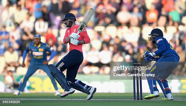 James Vince of England bats during the Natwest International T20 match between England and Sri Lanka at Ageas Bowl on July 5, 2016 in Southampton,...