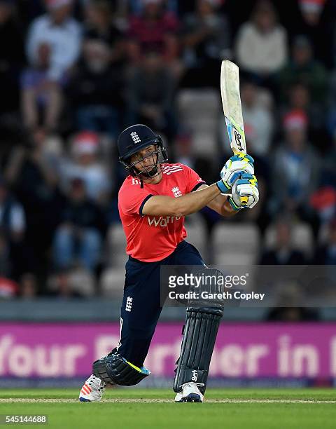 Jos Buttler of England bats during the Natwest International T20 match between England and Sri Lanka at Ageas Bowl on July 5, 2016 in Southampton,...