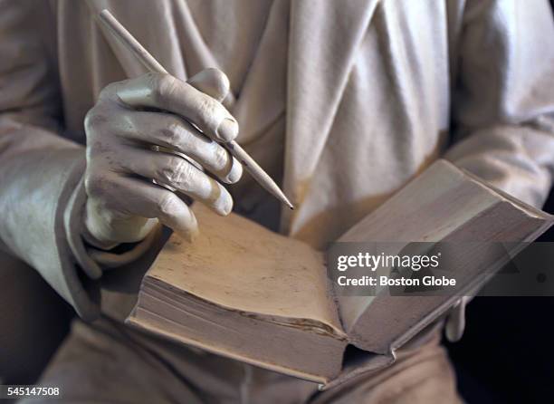 Detail of statue of Bronson Alcott at The Wayside in Concord, Mass., on June 21, 2016. The Wayside is a National Historic Landmark lived in by three...