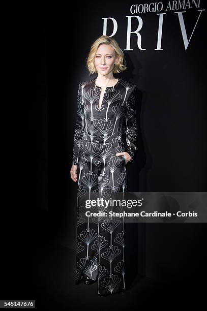 Cate Blanchett attends the Giorgio Armani Prive Haute Couture Fall/Winter 2016-2017 show as part of Paris Fashion Week on July 5, 2016 in Paris,...