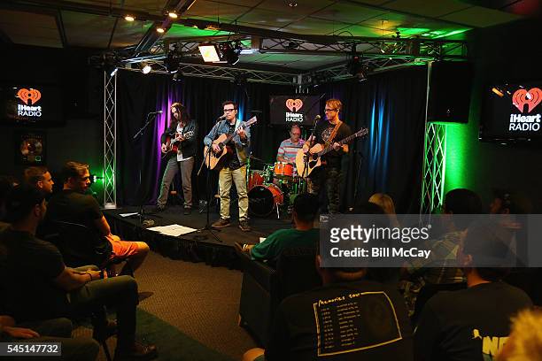 Brian Bell, Rivers Cuomo, Patrick Wilson and Scott Shriner of the band Weezer perform at Radio 104.5 Performance Theater July 5, 2016 in Bala Cynwyd,...