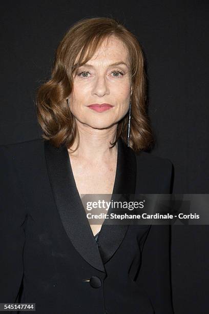 Isabelle Huppert attends the Giorgio Armani Prive Haute Couture Fall/Winter 2016-2017 show as part of Paris Fashion Week on July 5, 2016 in Paris,...