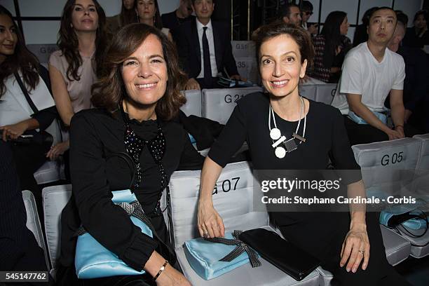Roberta Armani and Audrey Azoulay attend the Giorgio Armani Prive Haute Couture Fall/Winter 2016-2017 show as part of Paris Fashion Week on July 5,...