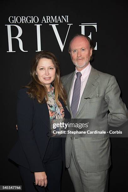 Pierre D'Arenberg and guest attend the Giorgio Armani Prive Haute Couture Fall/Winter 2016-2017 show as part of Paris Fashion Week on July 5, 2016 in...