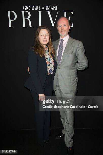 Pierre D'Arenberg and guest attend the Giorgio Armani Prive Haute Couture Fall/Winter 2016-2017 show as part of Paris Fashion Week on July 5, 2016 in...