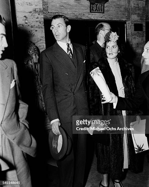 Actor Gary Cooper and wife Veronica Balfe attends an event at the Grauman's Chinese Theatre in Los Angeles, California.