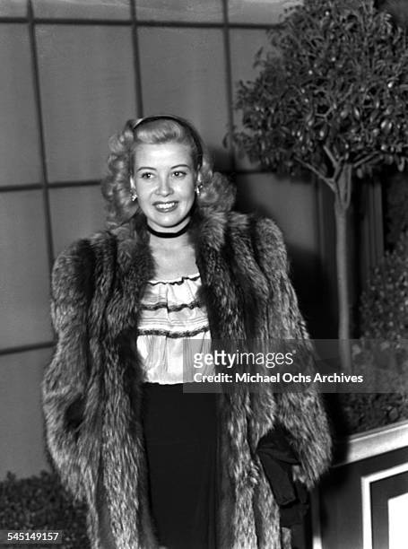 Actress Gloria DeHaven arrives at an event in Los Angeles, California.