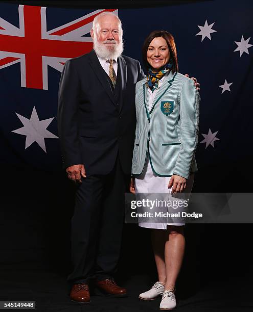 Australian athlete Anna Meares poses with her father Tony at the Stamford Plaza during a portrait session after being announced as the Australian...