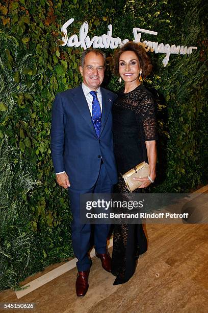 Leonardo Ferragamo and Naty Abascal attend the Re Opening of Salvatore Ferragamo Boutique at Avenue Montaigne on July 5, 2016 in Paris, France.