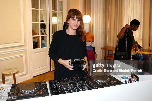 Of the event Cecile Togni performs during the Re Opening of Salvatore Ferragamo Boutique at Avenue Montaigne on July 5, 2016 in Paris, France.