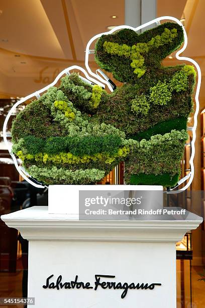 Illustration view of the Boutique during the Re Opening of Salvatore Ferragamo Boutique at Avenue Montaigne on July 5, 2016 in Paris, France.