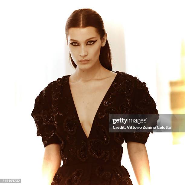Model Bella Hadid walks the runway during the Christian Dior Haute Couture Fall/Winter 2016-2017 show as part of Paris Fashion Week on July 4, 2016...