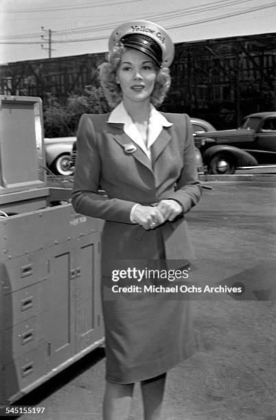 Actress Veda Ann Borg poses on the back lot in Los Angeles, California.