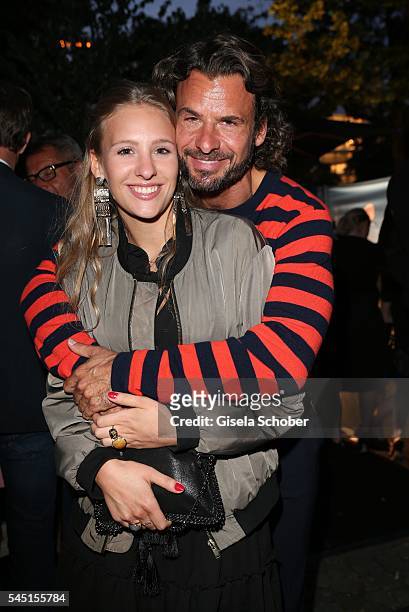 Stephan Luca and his daughter Emely Luca during the Iris von Arnim by Unuetzer launch party of the cashmere sneaker at Bob Beaman Club on July 5,...