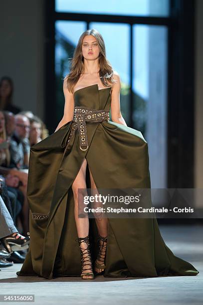 Model Lindsey Wixson walks the runway during the Alexandre Vauthier Prive Haute Couture Fall/Winter 2016-2017 show as part of Paris Fashion Week on...