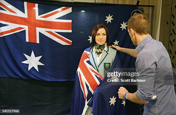 Australian athlete Anna Meares poses for Getty Images photographer Michael Dodge at the Stamford Plaza during a portrait session after being...