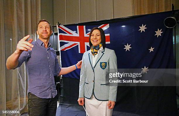 Australian athlete Anna Meares poses for Getty Images photographer Michael Dodge at the Stamford Plaza during a portrait session after being...