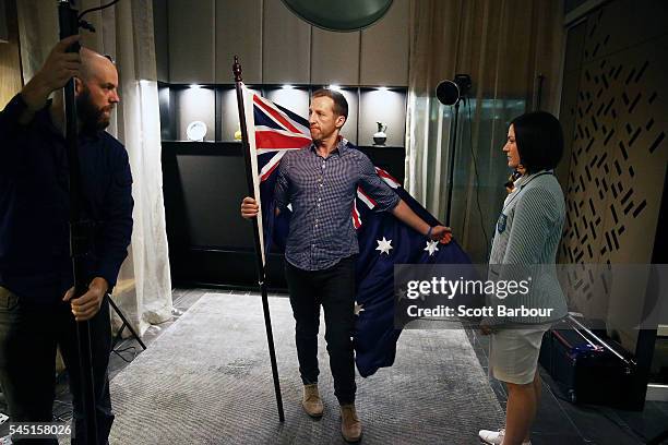 Australian athlete Anna Meares poses for Getty Images photographer Michael Dodge at the Stamford Plaza during a portrait session after being...