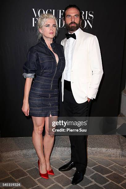 Cecile Cassel and John Nollet attend the Vogue Foundation Gala 2016 at Palais Galliera on July 5, 2016 in Paris, France.